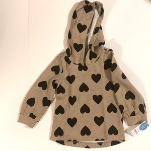 Carter’s Tan and Black Heart Poker Dot Hoodie